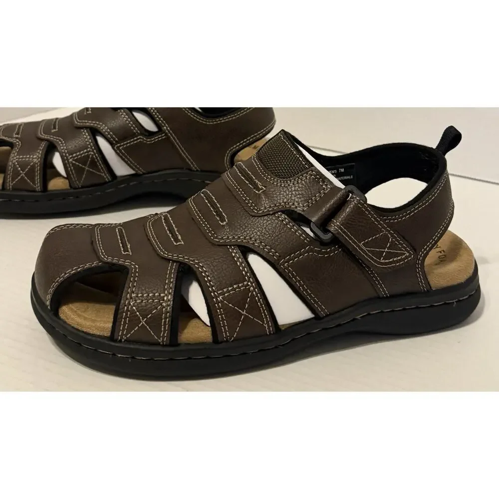 Men’s Dockers Searose Fisherman Brown Sandals 7M Memory Foam Insoles NEW
